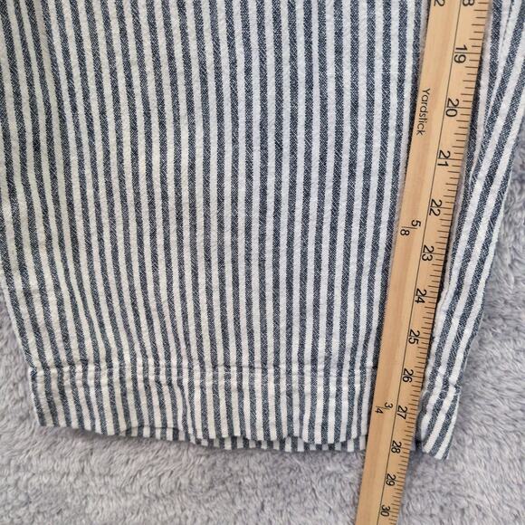 Old Navy Cropped High-Rise Straight Pull-On Pants XL Tall Striped Linen Blend - Picture 7 of 12